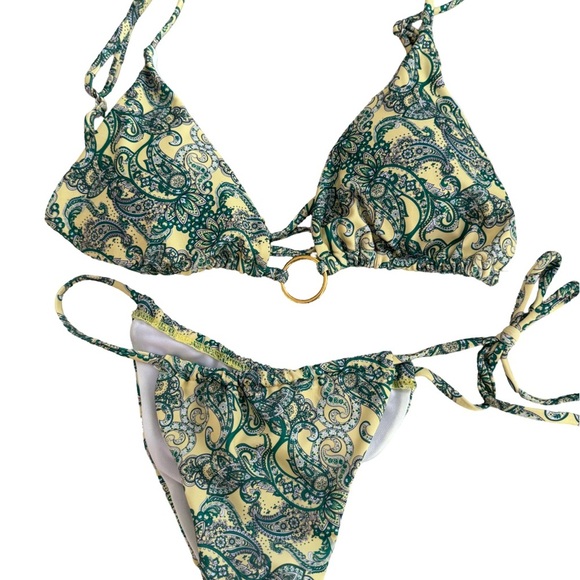 SHEIN Other - SHEIN Yellow Paisley Bikini Bathing Suit Women’s Size Large